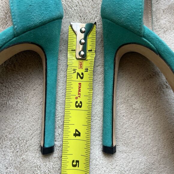 Stuart Weitzman Nudist Turquoise Teal Suede Stiletto Heeled Sandals Women 5 M - Picture 12 of 16
